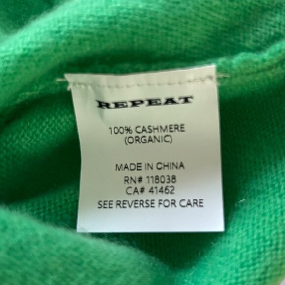NWT REPEAT Green 100% Organic Cashmere Twist Hem Sweater Scoop Neck Sz 38/S - Picture 5 of 6